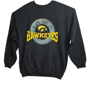 VTG TNT Iowa Hawkeyes Sweatshirt Men's 3XL Black Graphic Print Logo Crew Neck